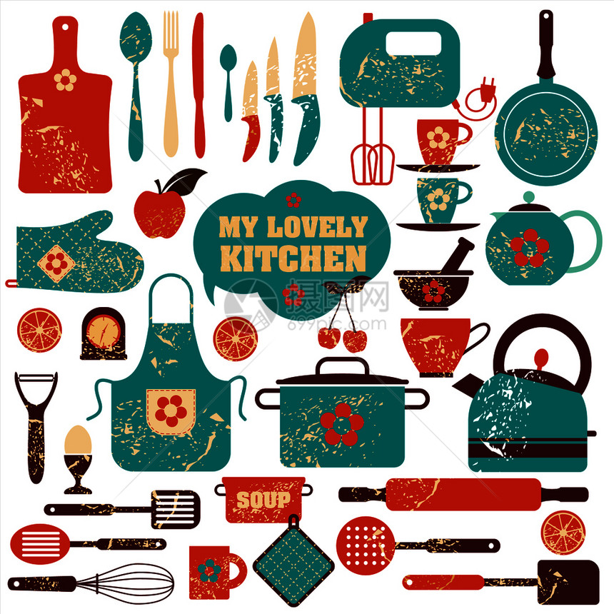 厨房工具的图标餐厅背景图片