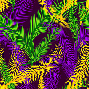 棕榈树的自然无缝图案狂欢节的颜色魔术高清图片素材