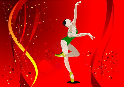 红背景矢量插图的现代舞蹈图片