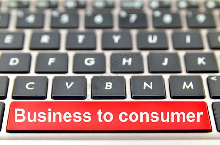 计算机键盘上的商业对消费者文字3D背景图片