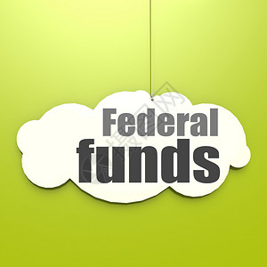 联邦基金在绿色背景的白云3D翻譯的联邦资金单词谢您图片