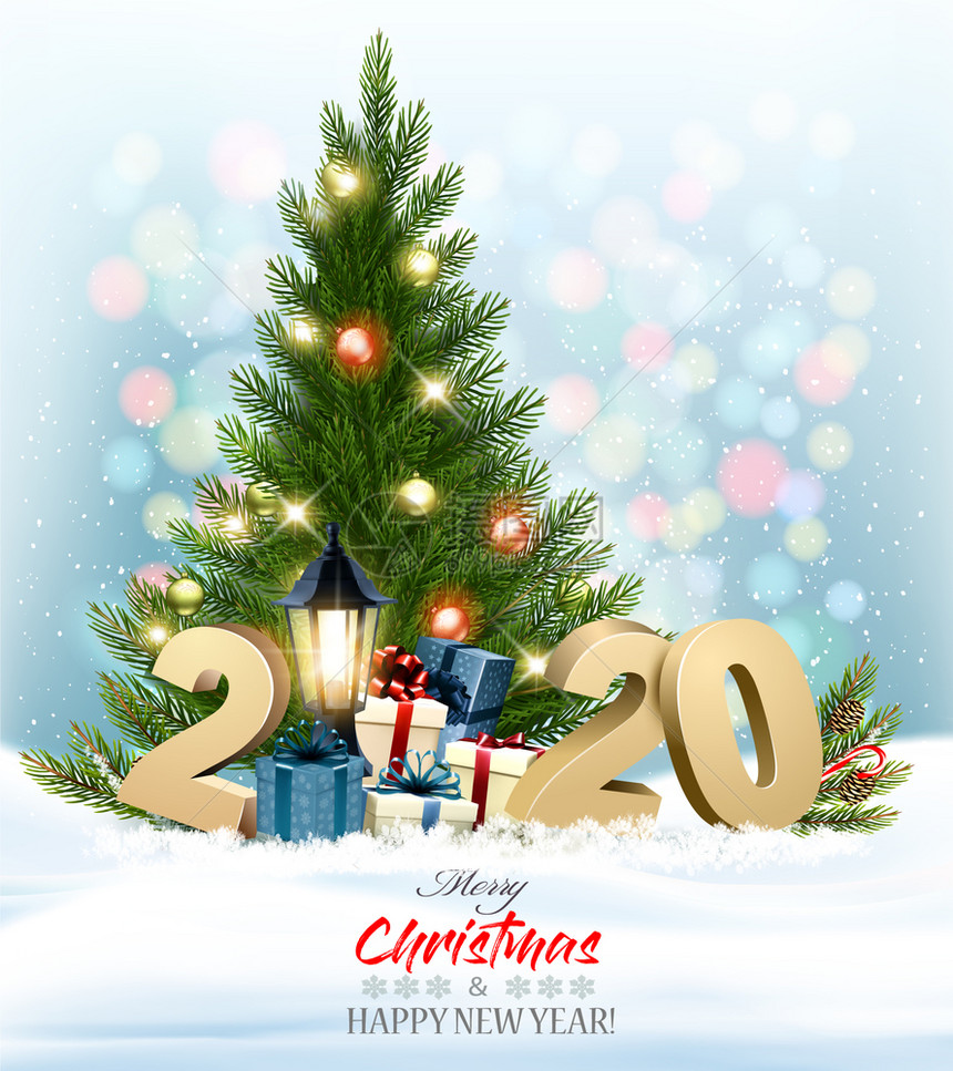 圣诞假期背景带丰富多彩的礼物和加兰矢量图片