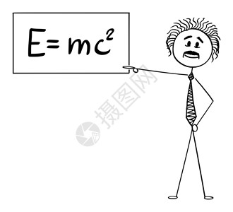 火柴人爱因斯坦与质能方程高清图片