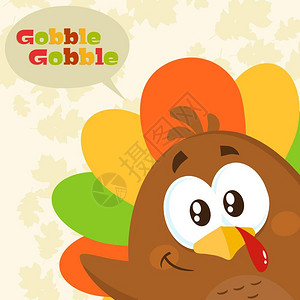 感恩节框快乐的土耳其鸟卡通矢量插图插画