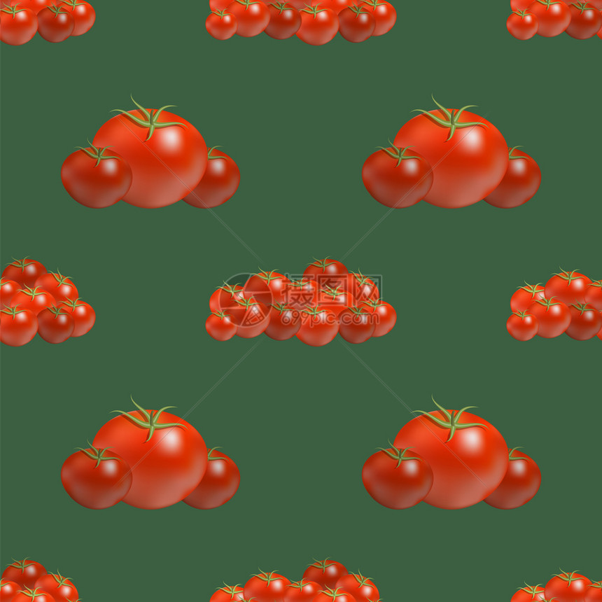 无红番茄缝模式在暗绿背景上孤立蔬菜有机质红番茄无缝型模式在暗绿背景上孤立图片