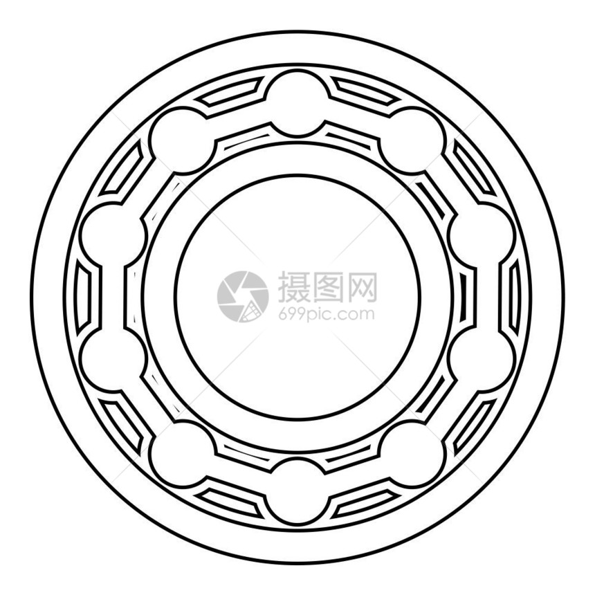 带有侧视图中的球边标大纲黑色矢量显示平板样式简单图像图片