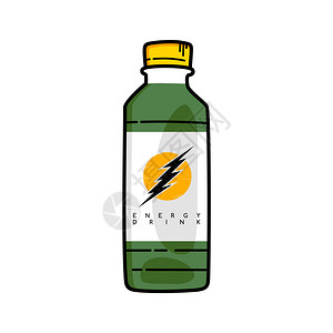 能量饮料饮料苏打果汁塑料瓶子叶插画