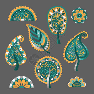 矢量传统装饰树花纹设计元素图片