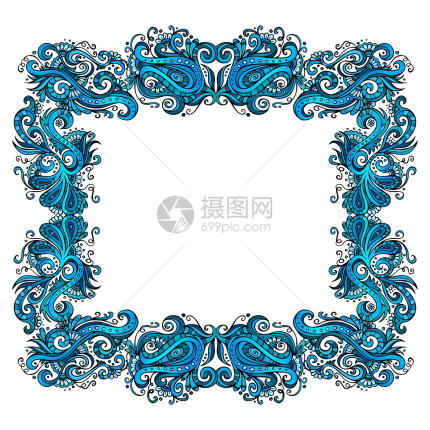 抽象蓝色装饰矢量花纹边框图片