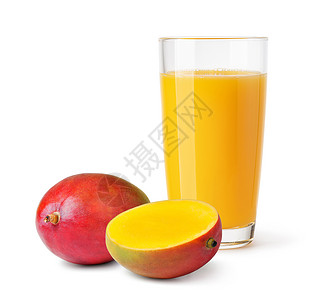 玻璃芒果汁白色背景上隔绝的芒果汁杯图片