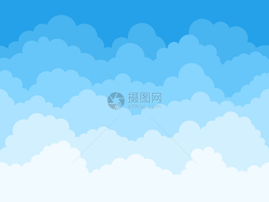 卡通天空云层背景矢量插图图片