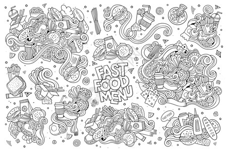 手工绘制的草图矢量符号和物体快速食图纸绘制的草矢量符号背景图片