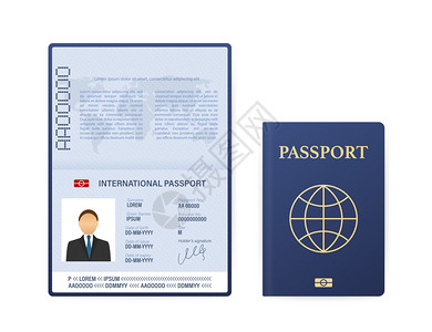 公民身份护照模板插画