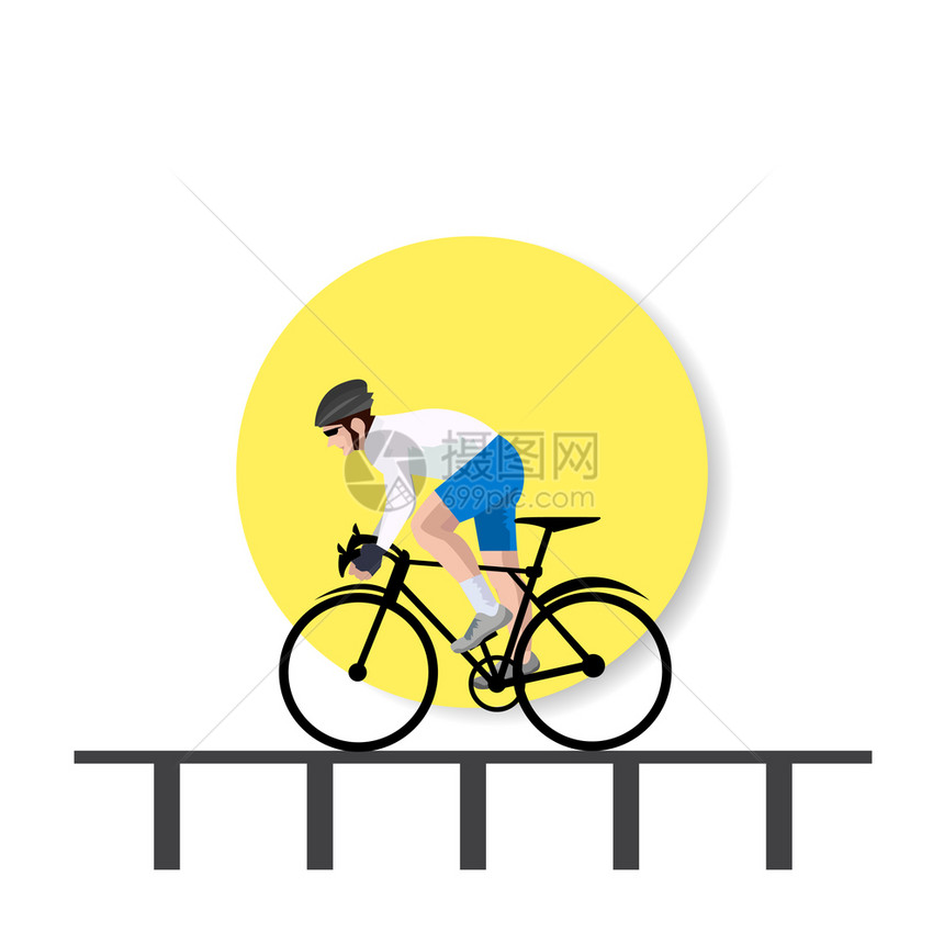 骑自行车的男孩矢量插画图片