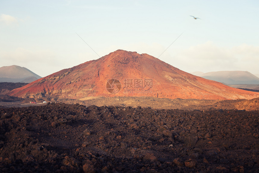 Losvideros兰萨罗特的熔岩场火山风景图片