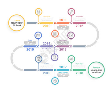 带有箭头工作流程或图矢量eps10插图的时线信息模板背景图片