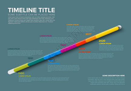 具有日期和其他信息的时间线模板暗线版图片