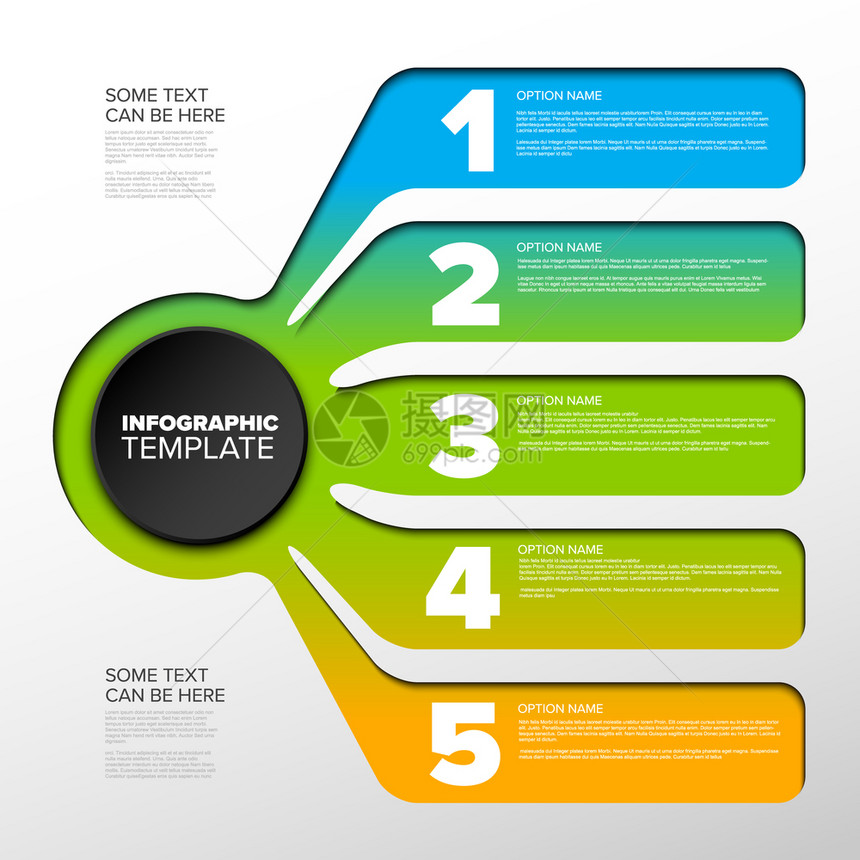 多用途矢量信息模板包含五种元素选项和光背景的现代颜色图片