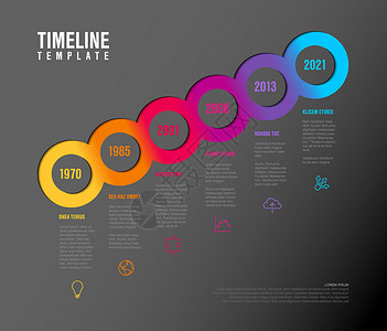 带有圆圈文字占位符和图标的时线模板深彩版图片