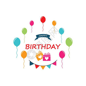 生日快乐矢量设计用于贺卡和带气球的海报用于庆祝生日图片