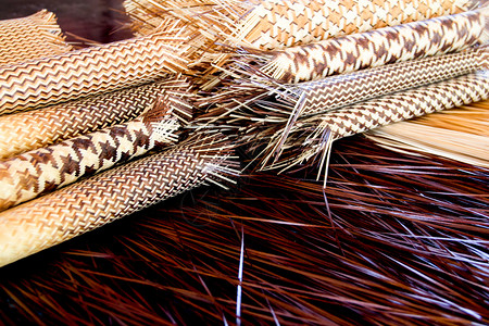 篮子工业抽象草编织或垫质背景手工制竹艺品图片