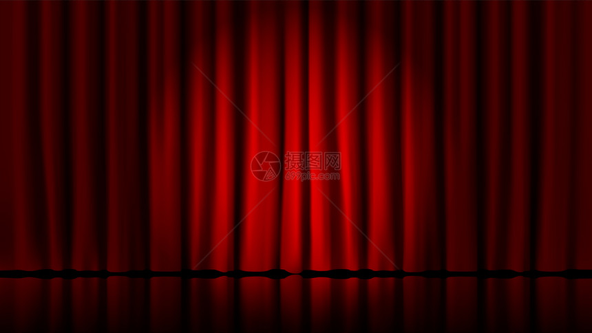 舞台窗帘用探照灯亮现实剧院红色戏幕舞台经典拉皮条病媒模板插图的焦点马戏团和电影厅站立室内场景现实剧院红色戏幕舞台经典拉皮条病媒模图片
