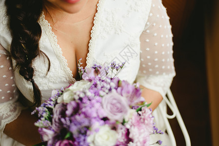 美丽的婚礼花束配有朵的绿色高清图片素材