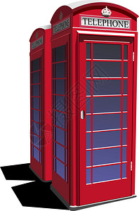 伦敦红色绿公用电话箱矢量插图图片