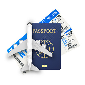护照模板护照登机证插画