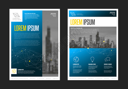 现代商业企宣传册单设计矢量模板附有照片和样本内容蓝色梯度版本图片