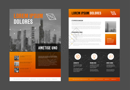 公司宣传册现代商业企宣传册单设计矢量模板附有照片和样本内容黄色红梯度版本插画