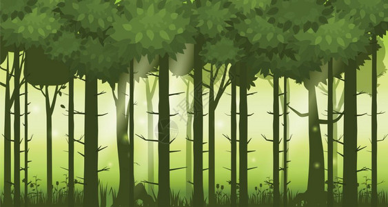 卡通森林树灌木大自然环境矢量插画高清图片
