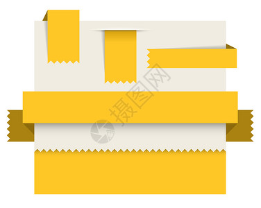 黄纸标签矢量丝带条纹和书签背景图片