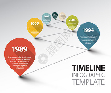 配有回溯点的矢量信息时间线模板图片