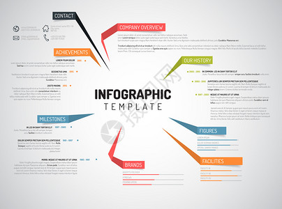 矢量公司Infographic概览设计模板带有多彩标签布局高清图片素材