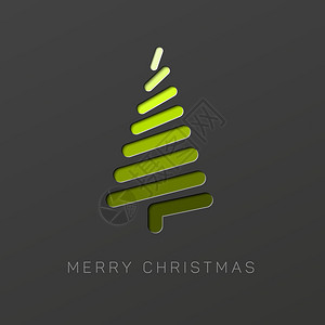 用线条制成的带有抽象圣诞树简单矢量圣诞卡原新年背景图片