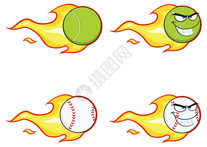 带火焰轨迹的卡通棒球图片
