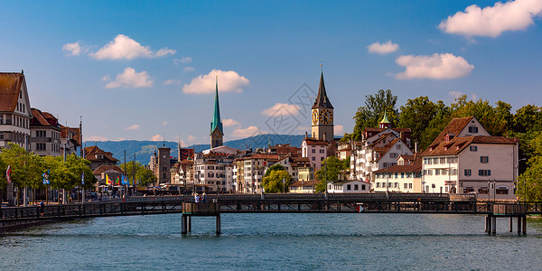 瑞士最大的城市苏黎世风景如画的高清图片素材