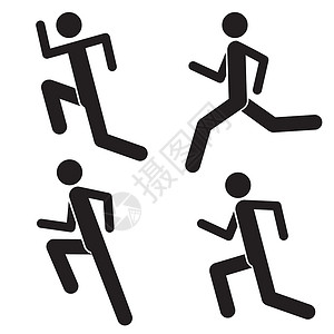 跑步矢量icon图标白色背景上孤立的一套跑步人图标健康的生活方式男冲锋手的轮廓慢跑Athlete为人马拉松步行的运动员卢戈一套运行的男子图标冲刺者行背景