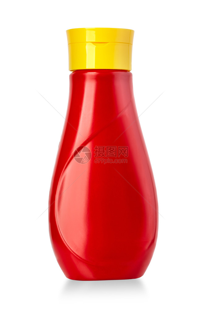 白色与剪切路径隔离的塑料番茄酱瓶图片