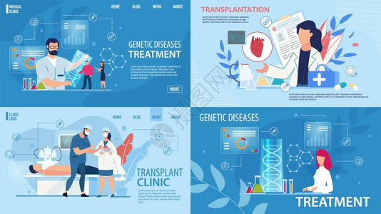 遗传疾病确定治疗移植拯救生命趋势医疗设计成套治疗和医保险实验室诊所病媒卡通说明遗传疾病治疗和移植成套方法背景图片
