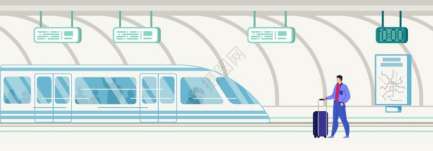 3号线地铁站城市公共交通大都市公民和旅游者交通基础设施平方矢量插画