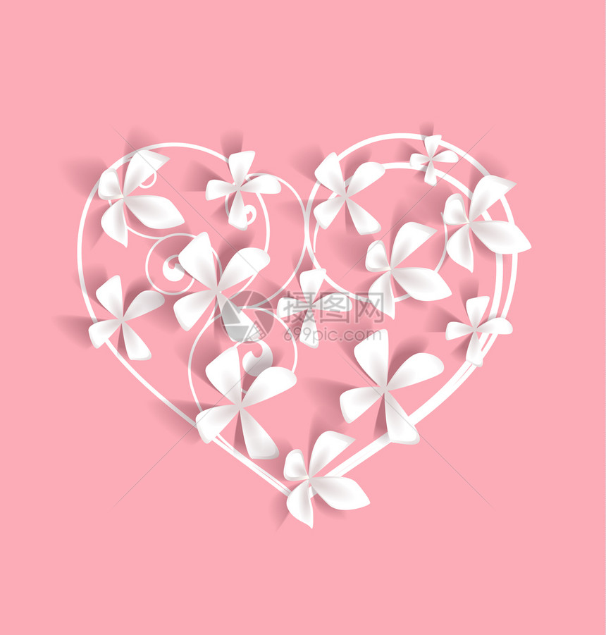 花形心的矢量插图邀请的花束装饰模板背景设计情人节或母亲和日sakura花朵装饰图片
