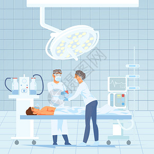 现代医院手术室卡通内心脏病外科手术图片