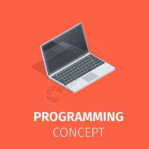 应用或软件开发概念的编程橙色背景矢量高清图片素材