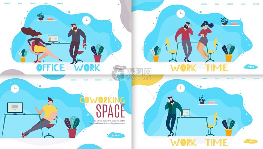 办公室工作高效时间和休息分布管理规划矢量插画图片