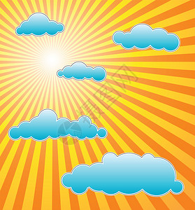 乌云与阳光炎热的夏日阳光蓝色的乌云插画