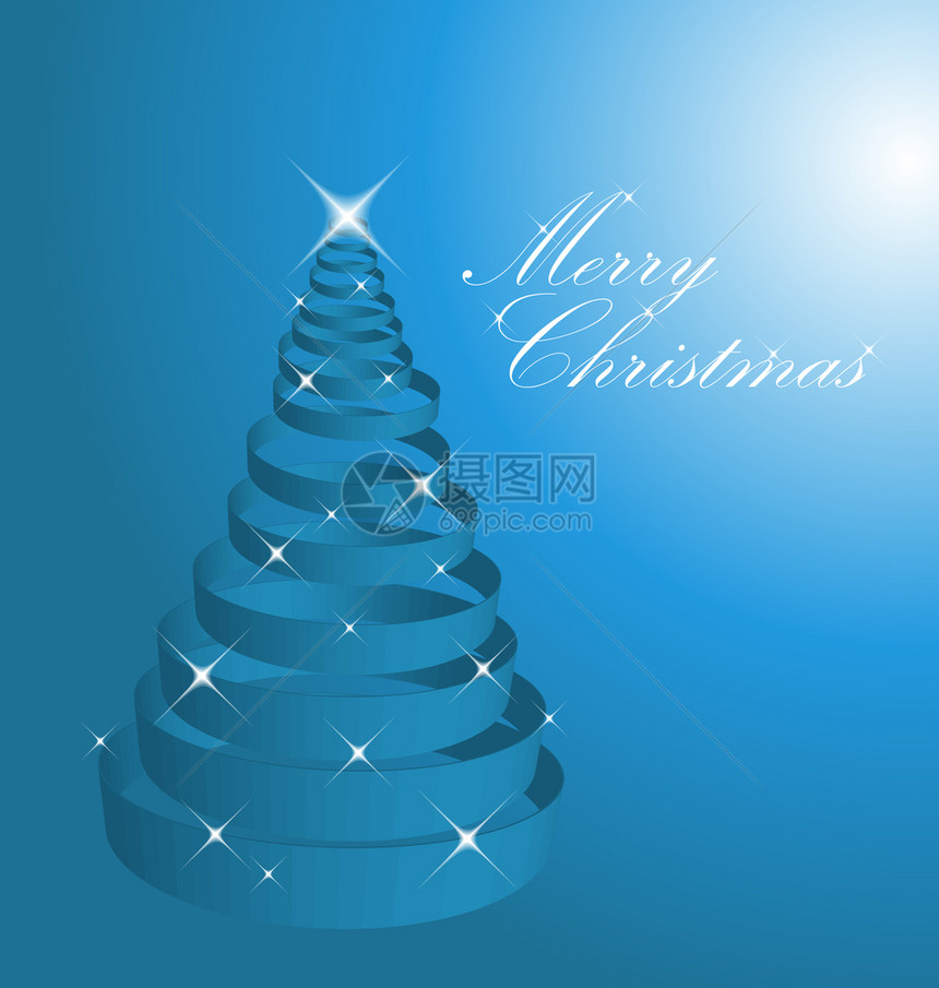 蓝色抽象圣诞树带旋图片