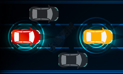 驾驶员协助系统自动汽车概念3D图片