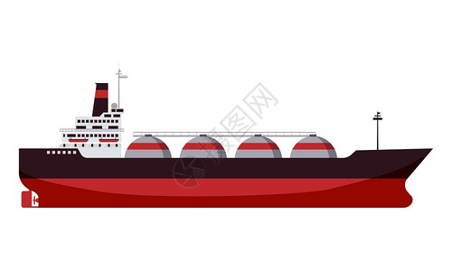 液化天然气船液化油气轮LNG载运天然气承人船气油轮矢量插图插画